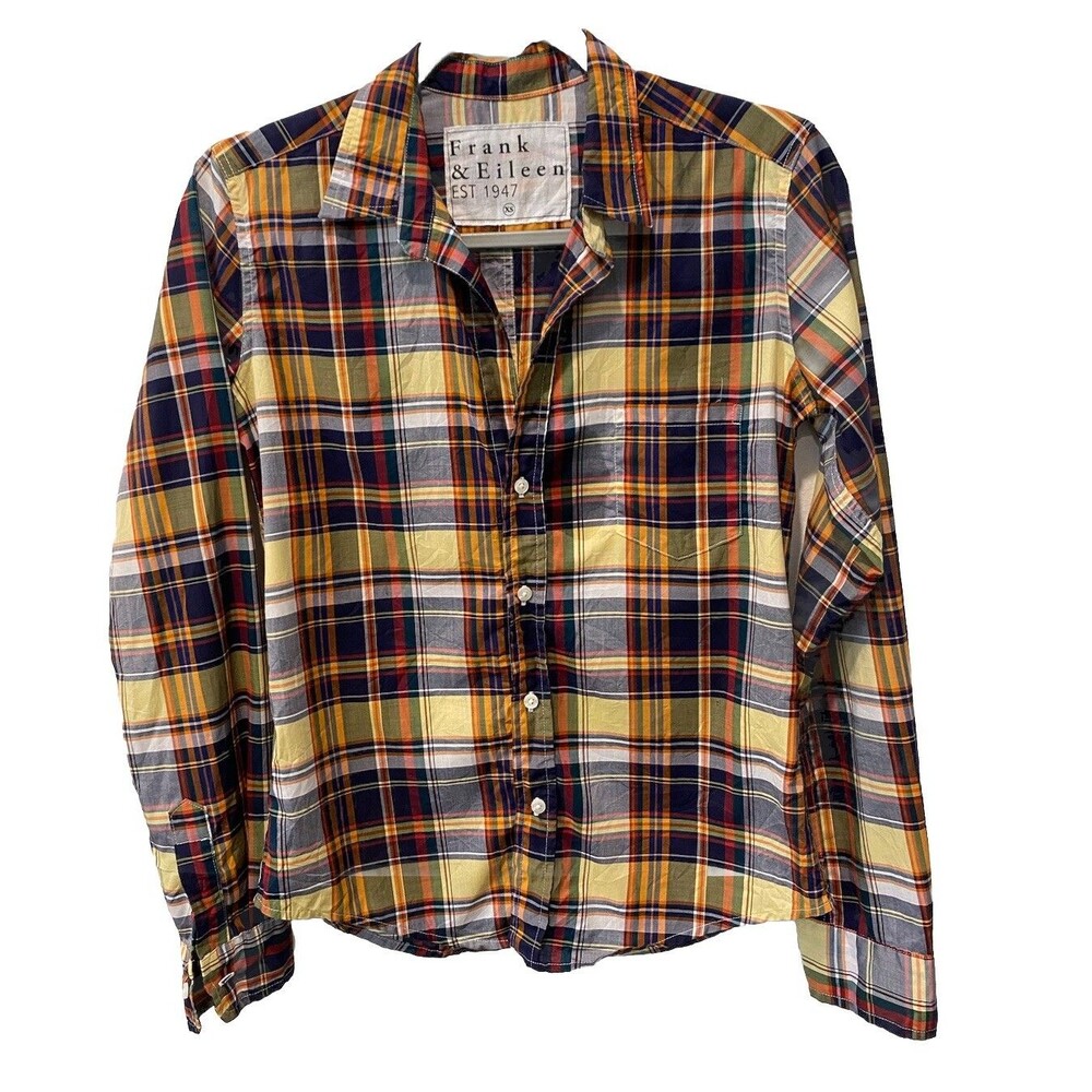 Frank and Eileen blue yellow plaid Barry shirt Size XS - Picture 2 of 10